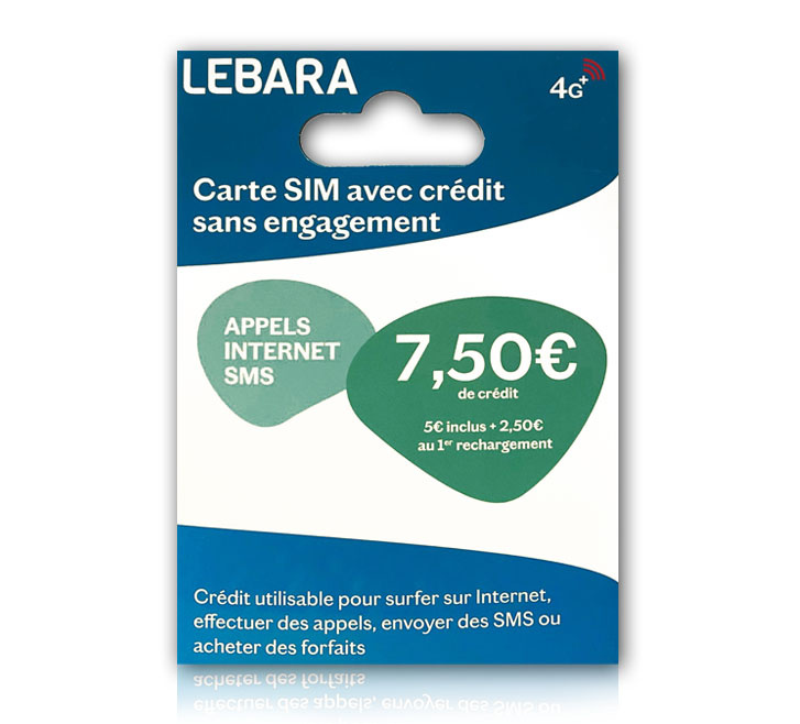Carte SIM Prépayée Lebara Sans Crédit Inclus