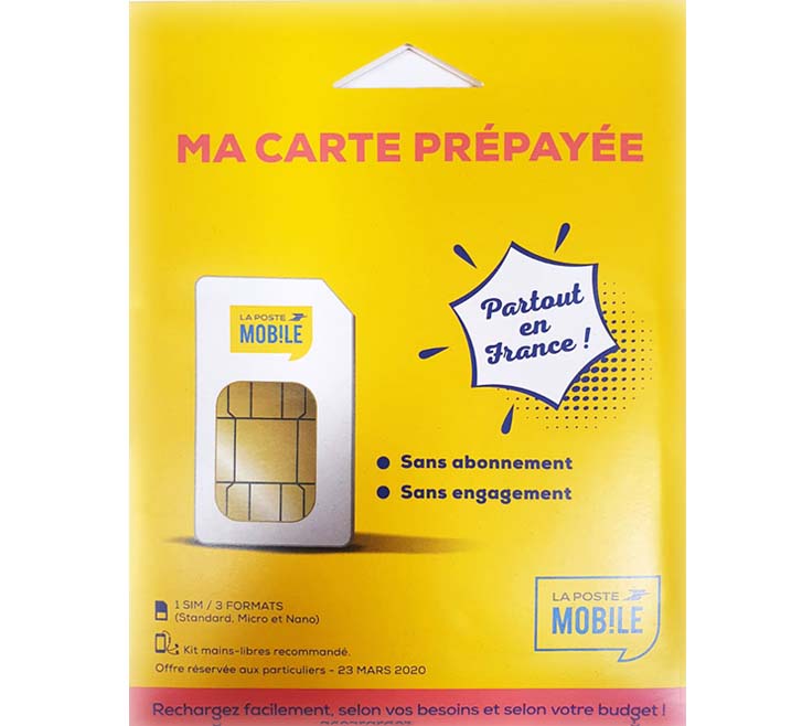 LA POSTE mobile Carte SIM prépayée Prix 4,00€ TTC Traverse Le Monde