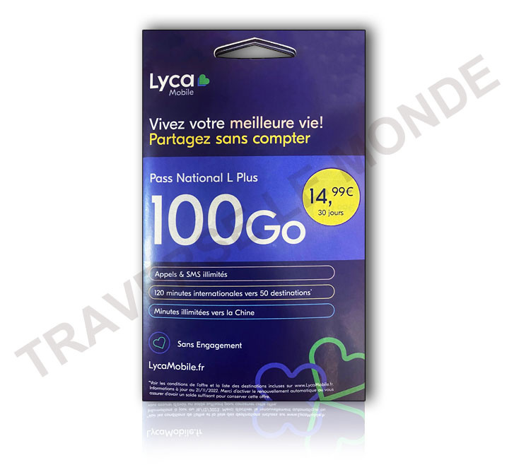 SIM Lyca + Pass Bonanza illimité +100 GO d’internet Sans Abonnement
