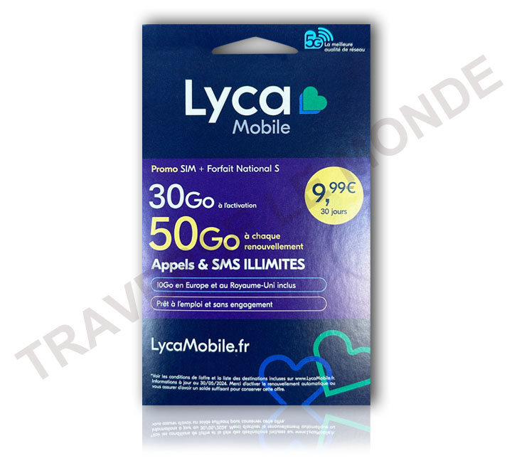 SIM Lyca mobile illimité +30 GO d’internet Sans Abonnement