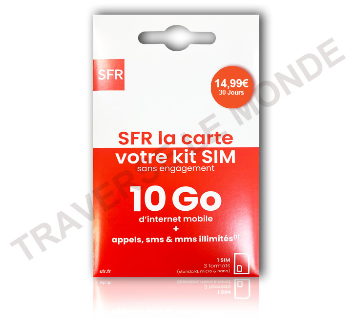 SIM SFR 10GO d’internet + Appels, SMS et MMS illimités, Sans Abonnement.