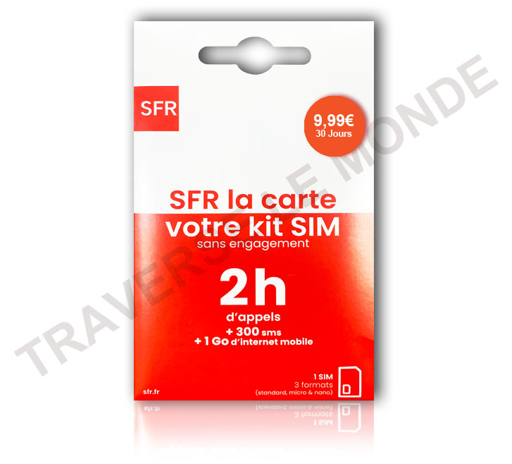 SIM SFR 2H d’appels et 300 SMS + 1G d’internet mobile, Sans Abonnement.